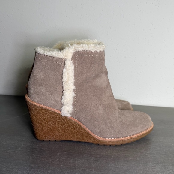 Cole Haan Shoes - Cole Haan Michelle Faux Fur Lined Suede Wedge Ankle Boots Women’s 6.5B d42523